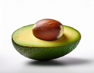 a halved avocado with a visible pit isolated on a white background background removed