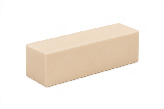 Beige rectangular eraser stationery item isolated on transparent background