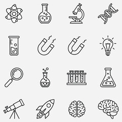 Science and Research Icons A Collection of Scientific Instruments and Concepts