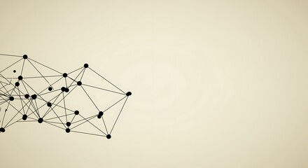 Abstract network of connected dots and lines forming a geometric shape on a light background