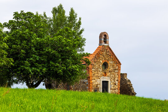 Small Chapel of Santa Katalina on the Heights Above Deba Overlooking the Sea