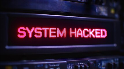 Server system displaying system hacked warning message