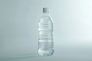 Fototapeta premium Pure Refreshment: A close-up shot of a transparent plastic bottle of water, conveying hydration, purity, and environmental consciousness.