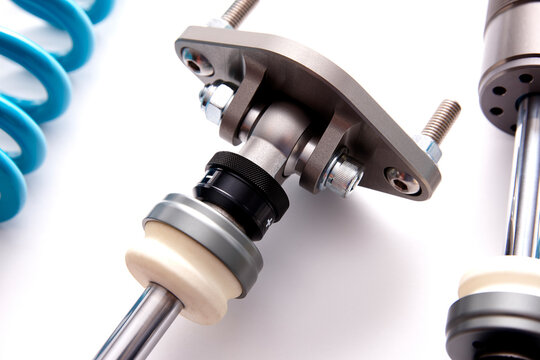 Close-Up of Racing Shock Absorber and Coil Spring Assembly