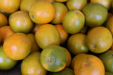 Fresh oranges close-up at local market