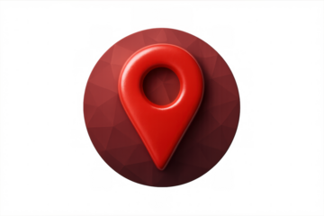 Red 3d location map pin icon for navigation and gps tracking, showing destination marker with transparent background