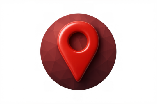 Red 3d location map pin icon for navigation and gps tracking, showing destination marker with transparent background
