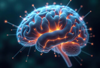 Futuristic Neural Network Brain Visualization Abstract Art Connecting Ideas and Thoughts