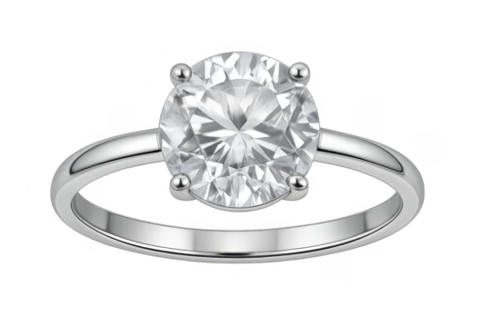 Solitaire diamond engagement ring with transparent background