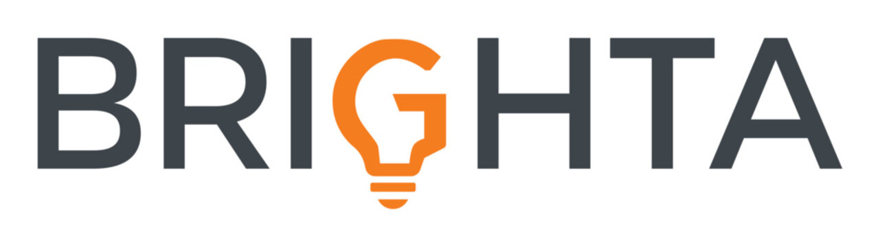 Brighta modern logo design with creative light bulb letter G, minimalist innovation concept on white background