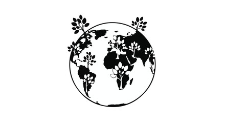 Obraz premium Global growth and sustainability illustrated with trees on a planet