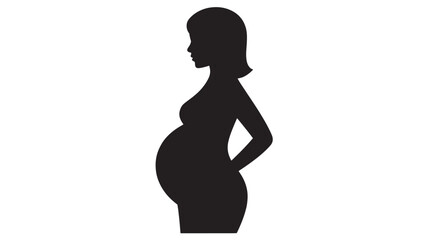 Fototapeta premium Pregnant woman silhouette side view of expectant mother vector illustration isolated on white background