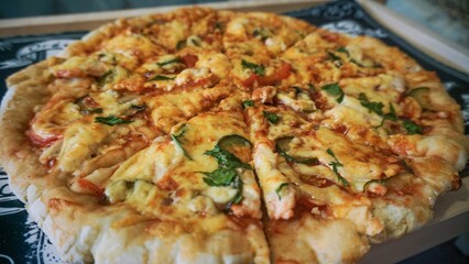 Cooking a pizza at home