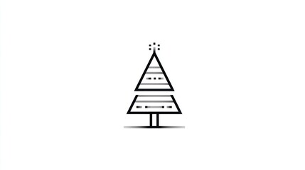 Minimalist Christmas tree illustration in black and white on a plain background