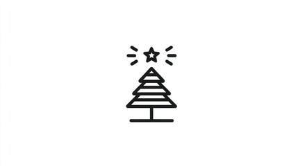 Stylized line art of a festive tree adorned with a twinkling star