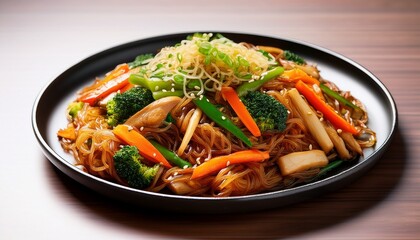 japchae also spelled chapchae or in korean is a popular korean dish made from stir fried glass noodles vegetables