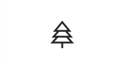 Minimalist line art of a stylized evergreen tree on a white background