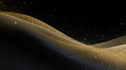 Obraz premium abstract gold glitter waves on black background, luxury and celebration vibe