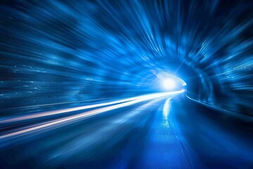 Dynamic blue light streaks creating a vibrant and energetic visual experience in motion