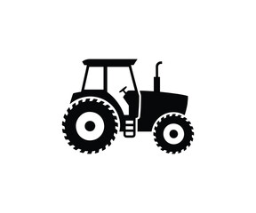 Minimal tractor icon vector, Farm vehicle silhouette