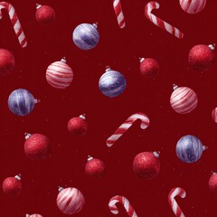 christmas pattern seamless, candy canes and ornaments