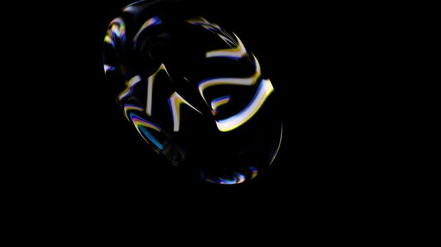 Complex mobius strip shape with bright prismatic light refraction effects