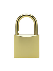 Fototapeta premium Golden padlock with silver shackle, isolated on transparent background