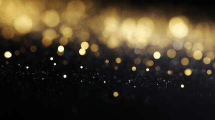 golden sparkles floating on black background, premium effect