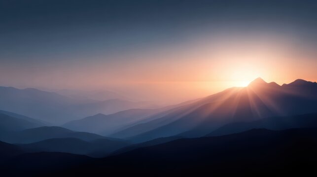 sunrise over mountains, hope and new beginning concept, ideal for motivational quote background