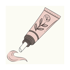 Makeup Primer Tube Vector Illustration - Cosmetic Base, Beauty Product