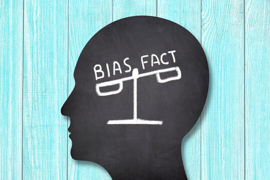 Bias and facts concept in the human brain. Critical thinking.