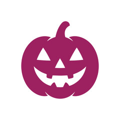 jack-o-lantern, pumpkin, purple, halloween, carved, face, spooky, icon, illustration, cartoon, simple, flat, design, isolated, white background, scary, grinning, october, autumn, holiday, decoration, 