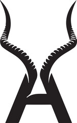 Minimalist letter “A” with antelope horns – black-and-white emblem blending bold typography and wildlife elegance for branding, nature themes, and creative identity design.