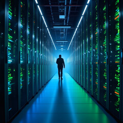 Fototapeta premium man in the processor room
