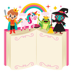 Open Book With Fairytale Characters