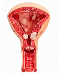 Uterus Model, Anatomy, Reproductive System, Medical Education, isolated on white background