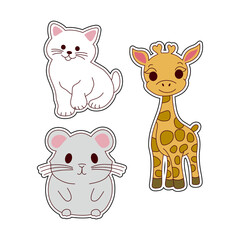 Cute cartoon animal stickers collection