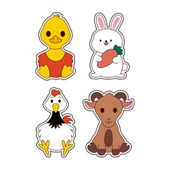 Cute cartoon animal stickers collection