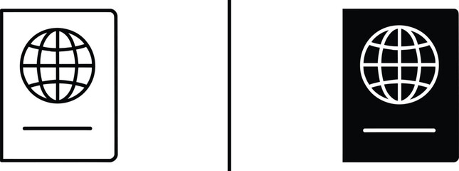 Naklejka premium Passport Icon: A simplified graphic illustration of a passport, the universal key to global travel. Showcasing the emblem of world exploration and adventure.