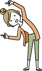 若い女性　ママ　指をさす