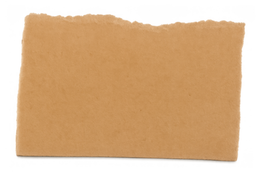 Torn brown paper piece for notes or message, abstract texture with empty space, transparent background