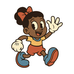 Fototapeta premium PNG Retro cartoon character waving