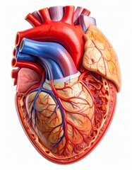 Human Heart Anatomy Model Cardiovascular System Education, isolated on white background