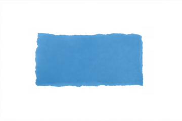 Blue torn paper piece with ripped edges on transparent background, a blank note or scrap for message concepts
