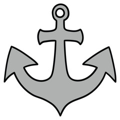 Hand-drawn cartoon metal anchor on a white background.