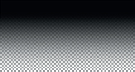 Naklejka na ściany i meble Gradient background with fade black color. Dark shadow from top to bottom isolated on transparent backdrop