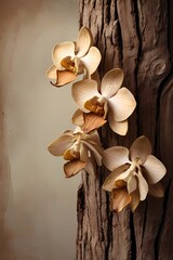 Baumstamm mit Orchideen