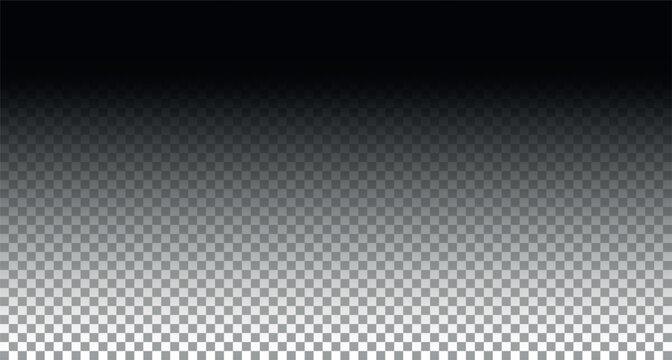 Gradient background with fade black color. Dark shadow from top to bottom isolated on transparent backdrop