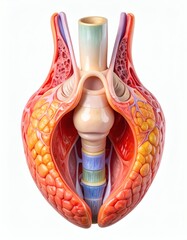 Thyroid Gland Anatomy Model Human Endocrine System Education, isolated on white background