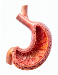 Human Stomach Anatomy Cross-Section Medical Illustration, isolated on white background